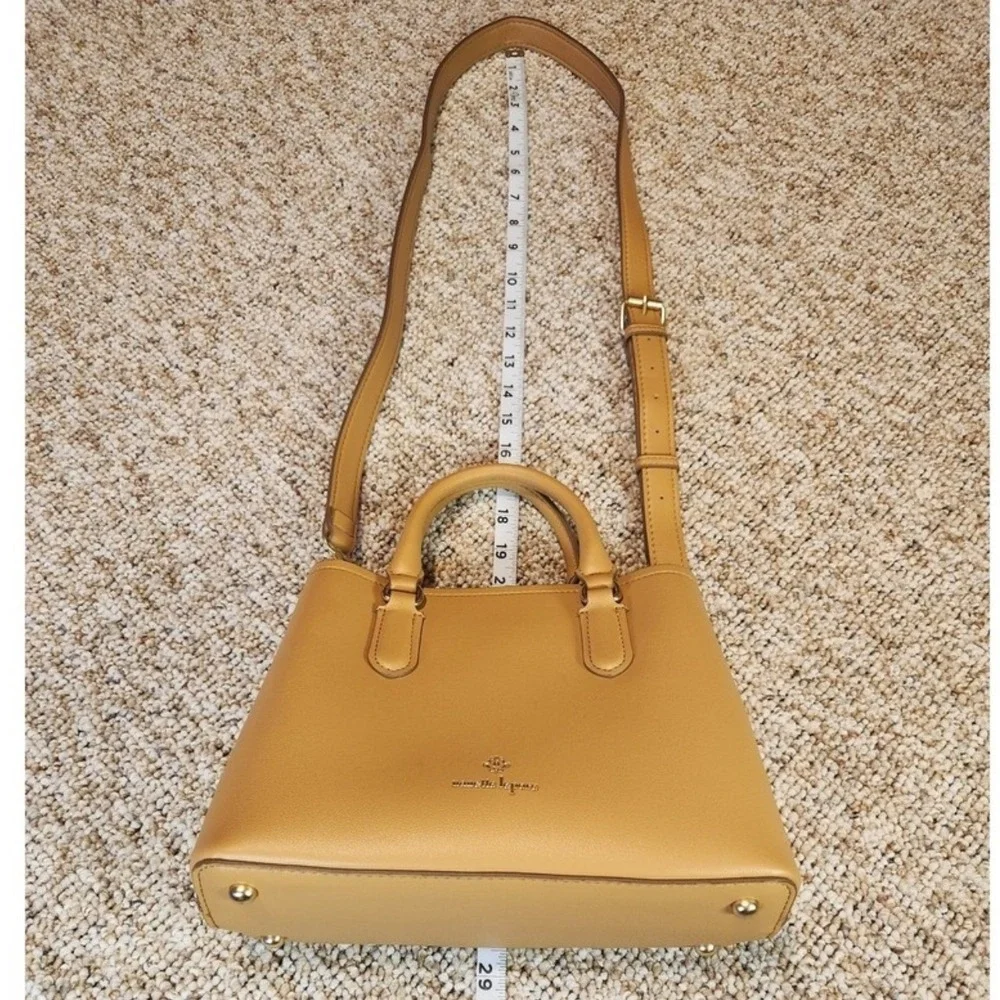 Nanette Lepore Faux Leather Top Handle Satchel Crossbody Bag Camel Gold Hardware